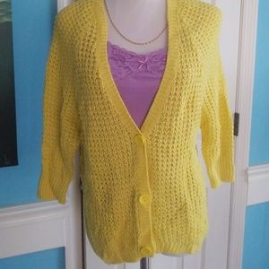 Gorgeous yellow knit cardigan sweater